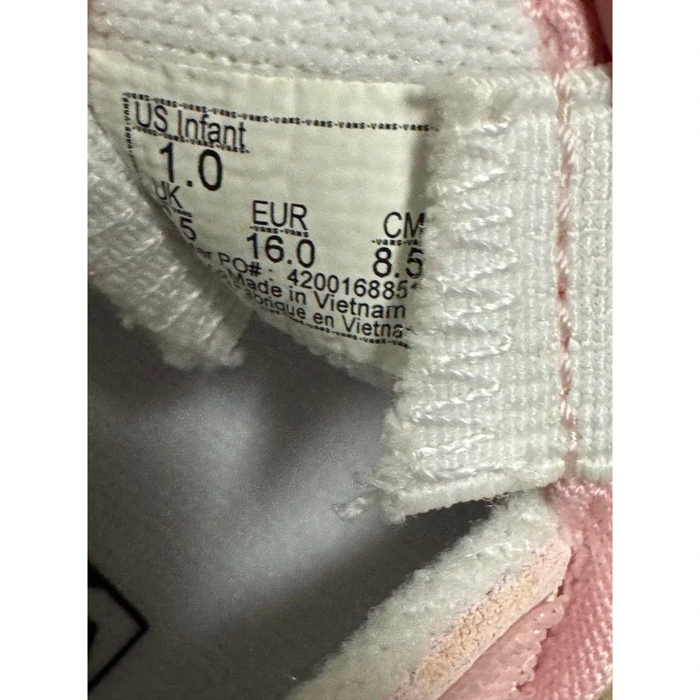 Vans Slip-On V Infant Pink White Checkerboard Crib Shoes Size 1.0 Soft Sole